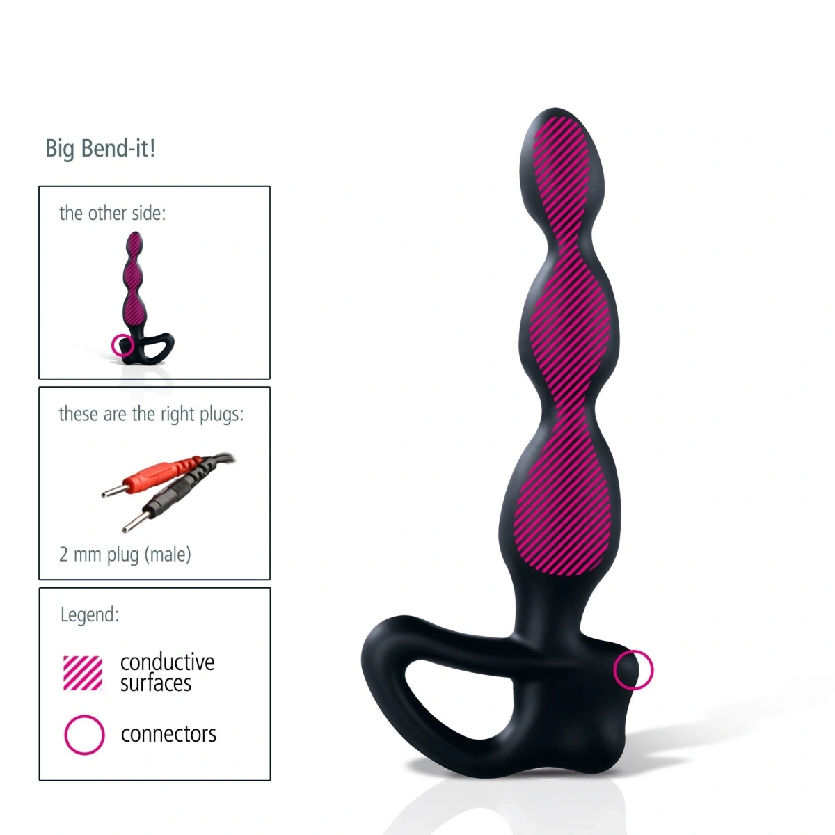 Stimulator Anal cu Electrostimulare, Mystim Big Bend-It, Silicon, Negru, 23 cm, #2, Erotic24.ro
