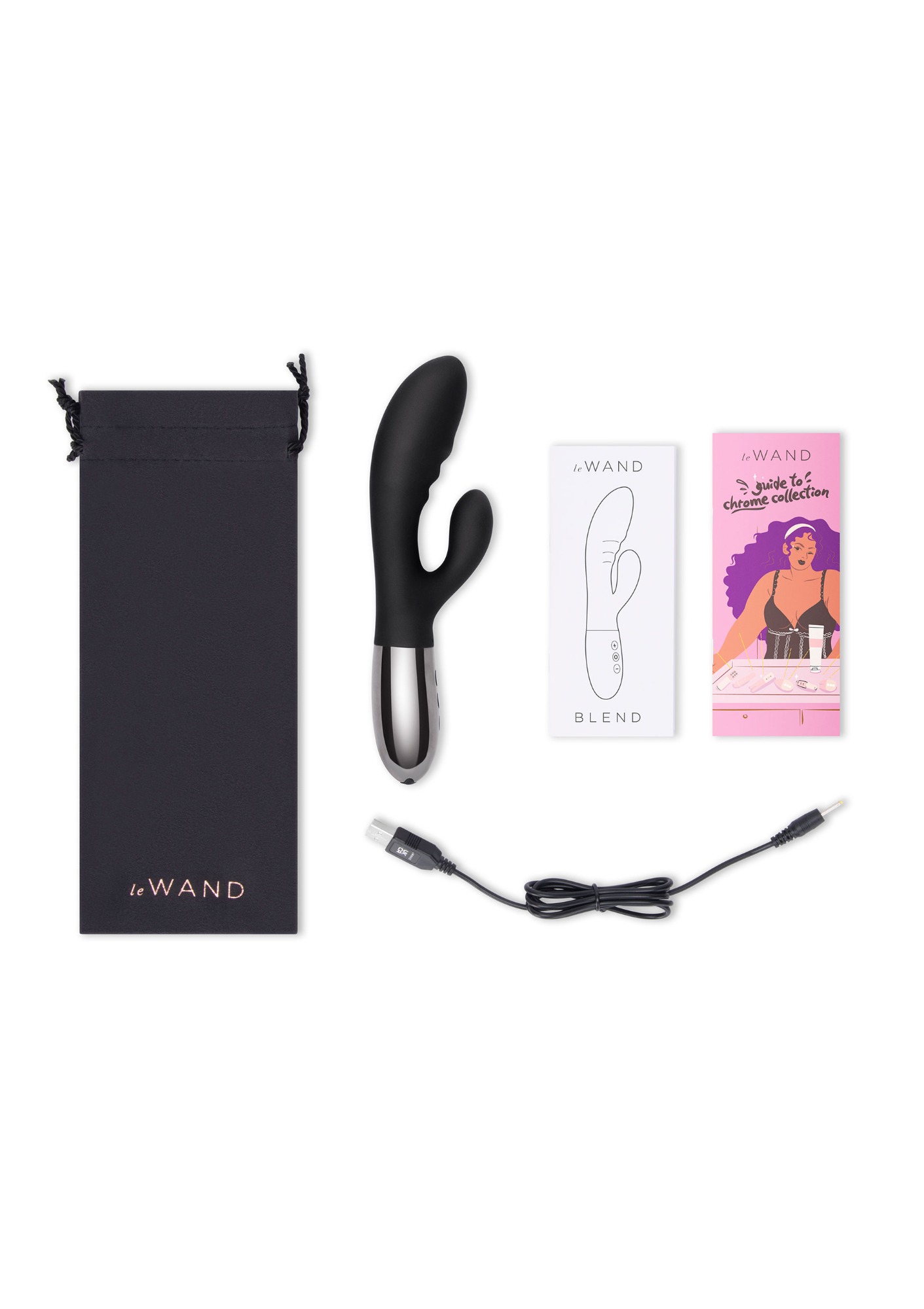 Vibrator Rabbit Le Wand Blend, 15 Moduri Vibratii, 6 Intensitati Viteza, Silicon, USB, Negru, 20 cm, #6, Erotic24.ro