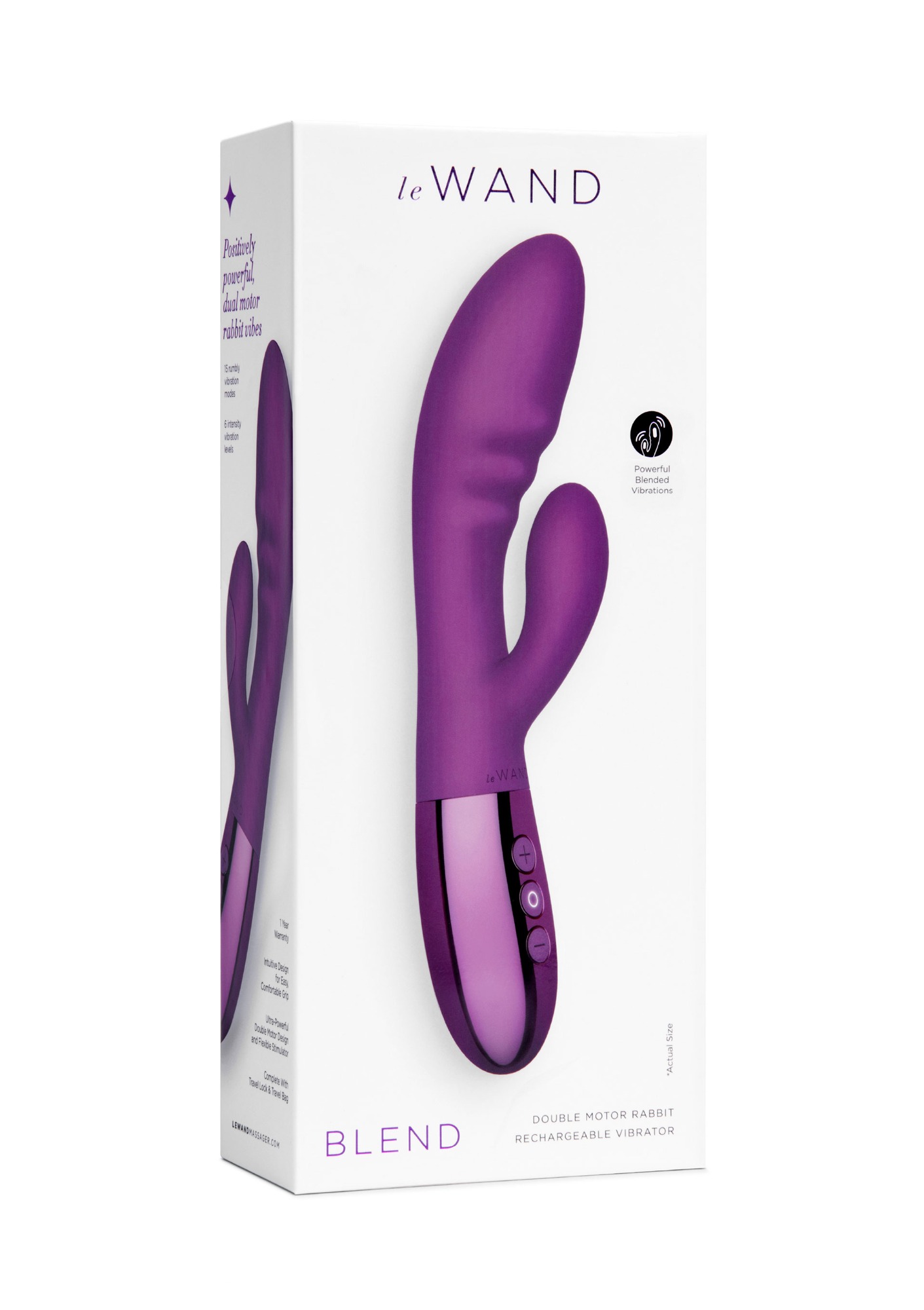Vibrator Rabbit Le Wand Blend, 15 Moduri Vibratii, 6 Intensitati Viteza, Silicon, USB, Mov, 20 cm, #6, Erotic24.ro