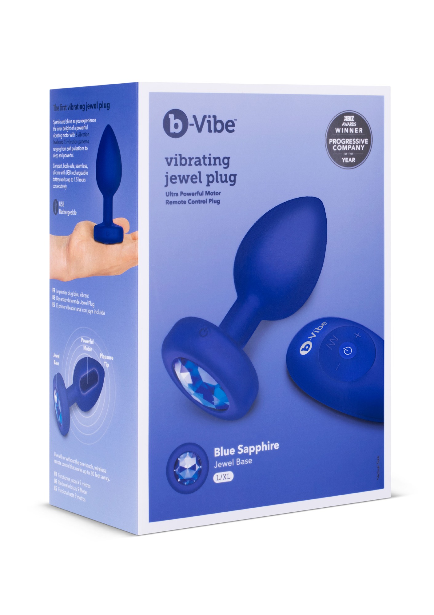 Dop Anal 15 Moduri Vibratii, 6 Viteze, Silicon, USB, Albastru, 11.1 cm, B-Vibe, Nr. 10, Erotic24.ro