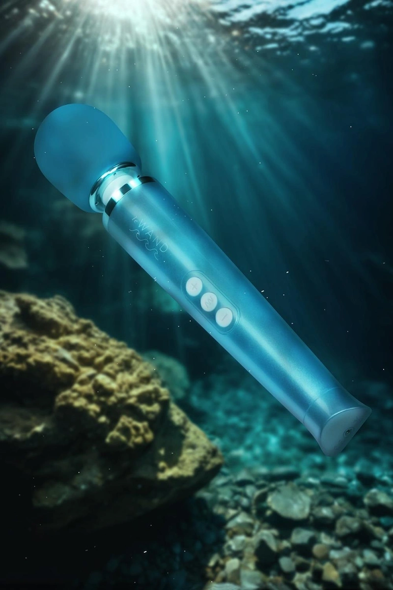 Vibrator Masaj Submersibil, 20 Moduri Vibratii, 10 Viteze, Silicon, ABS, USB, Albastru, 29 cm, #14, Erotic24.ro