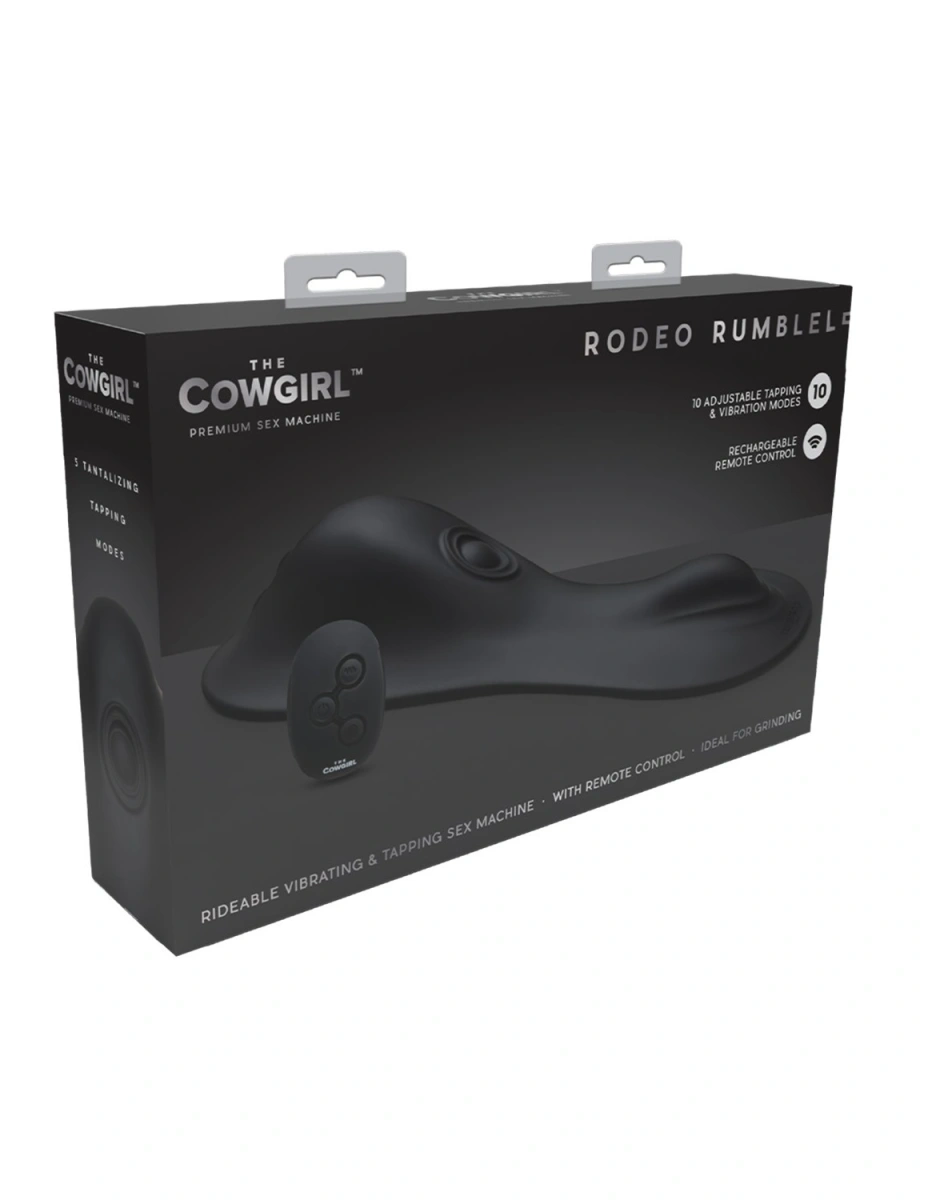 Masina de Sex The Cowgirl Rodeo Rumbler, Remote Control, 5 Moduri Vibratii, 5 Moduri Tapare, Silicon, USB, Negru, #11, Erotic24.ro