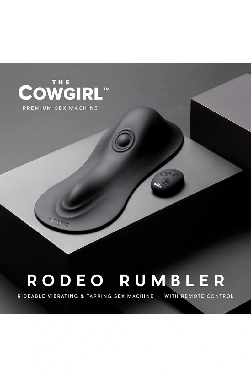 Masina de Sex The Cowgirl Rodeo Rumbler, Remote Control, 5 Moduri Vibratii, 5 Moduri Tapare, Silicon, USB, Negru, #9, Erotic24.ro