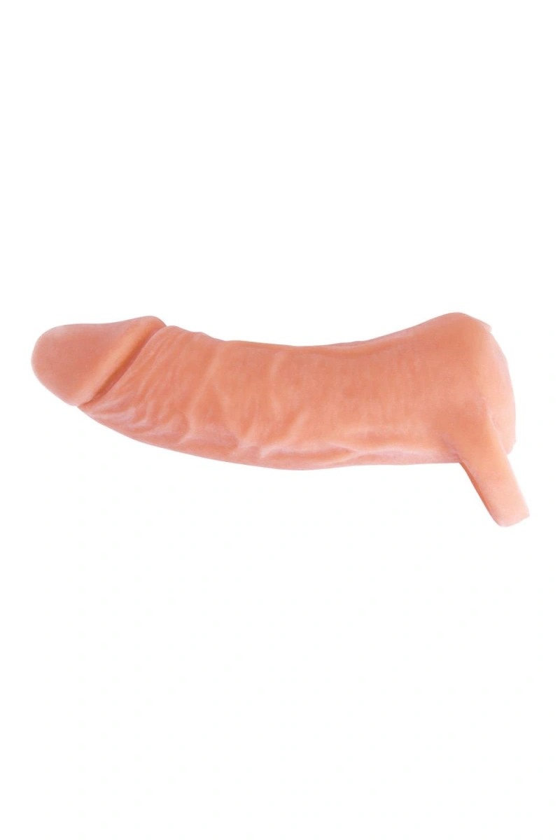 2 in 1 Prelungitor Penis si Masturbator Vagin, Soft TPR, Natural, 18.5 cm, #2, Erotic24.ro