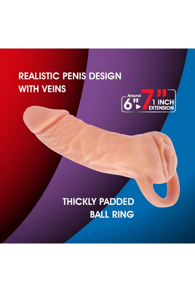 2 in 1 Prelungitor Penis si Masturbator Vagin, Soft TPR, Natural, 18.5 cm, #6, Erotic24.ro