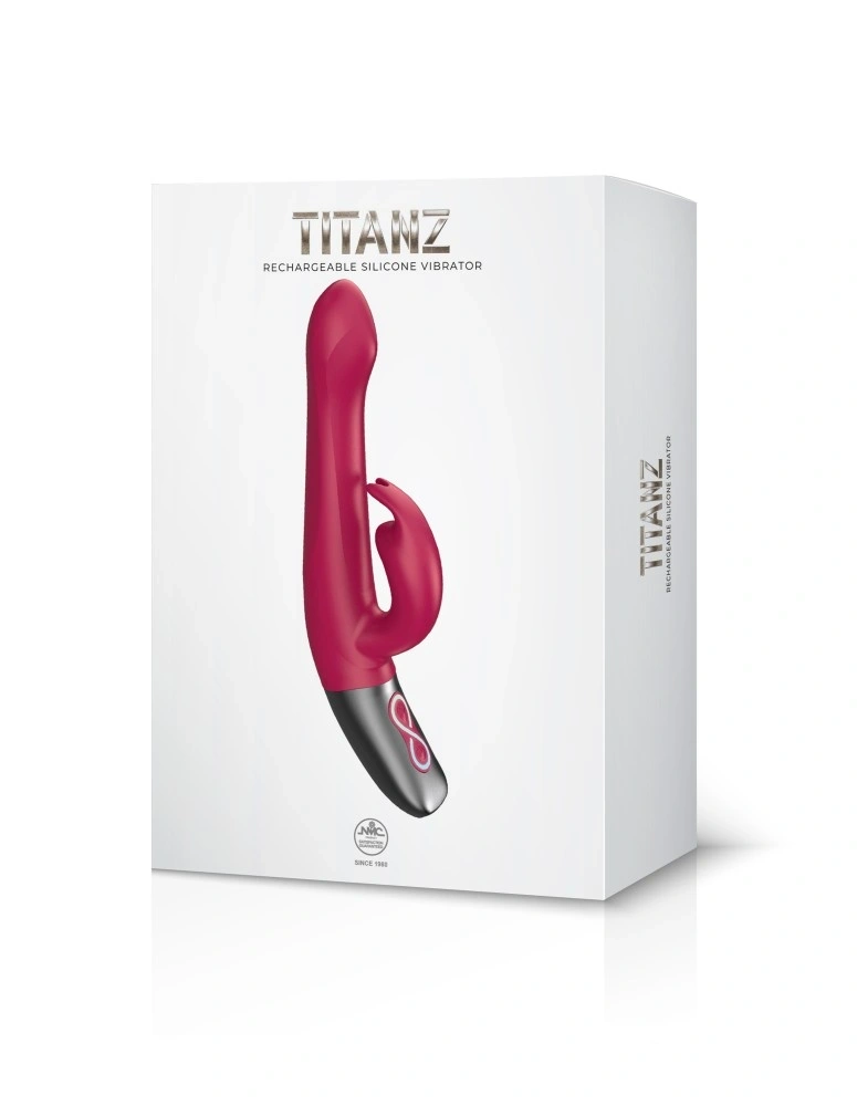 Vibrator Iepuras Titanz, Rotating, Silicon, USB, Roz, 21 cm, #11, Erotic24.ro