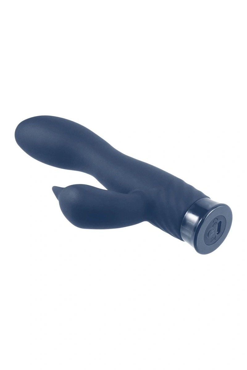 Vibrator Rabbit Dark Falls 10 Moduri Vibratii, Silicon, USB, Albastru Inchis, 16.5 cm, Nr. 3, Erotic24.ro