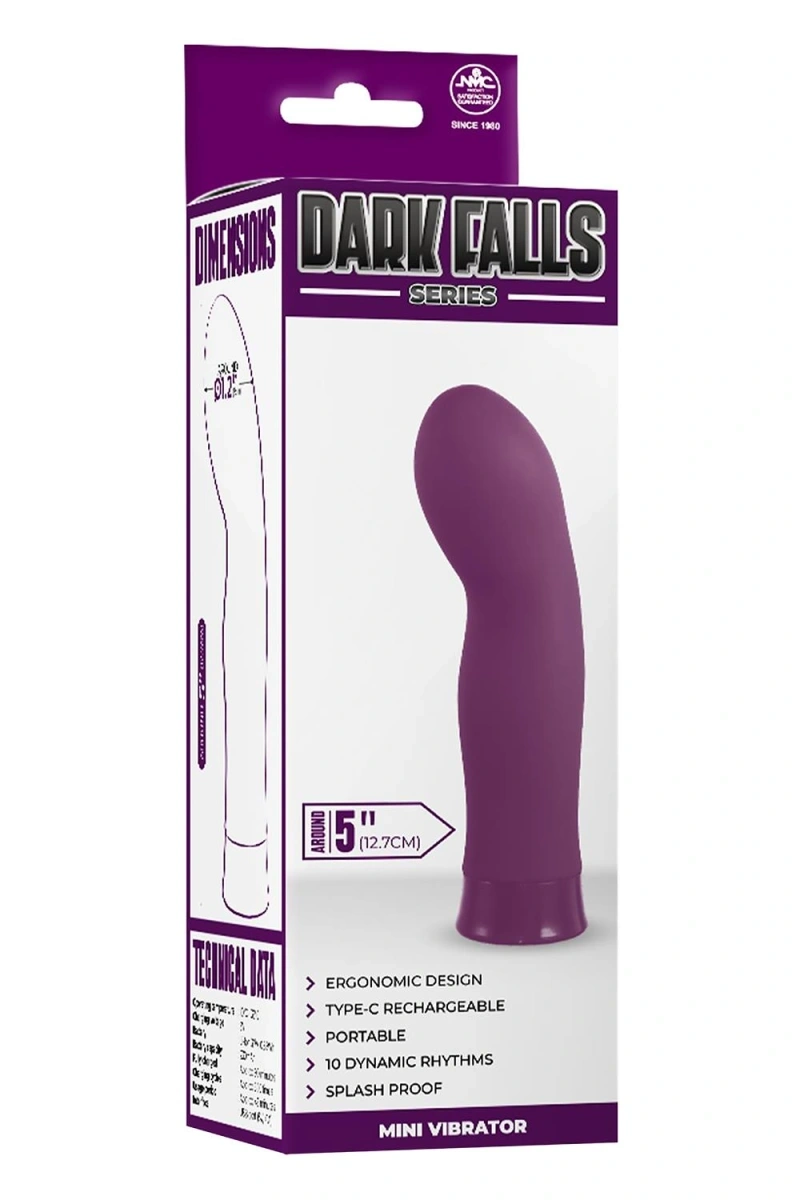 Vibrator Mini Punctul G Dark Falls, 10 Moduri Vibratii, Silicon, USB, Mov Inchis, 12.7 cm, #4, Erotic24.ro