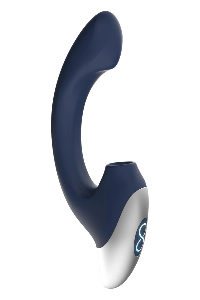 Stimulator Dublu Titanz, 10 Moduri Vibratii Puternice, 10 Moduri Pulsatii, Silicon, USB, Albastru Inchis, 20.50 cm, #1, Erotic24.ro