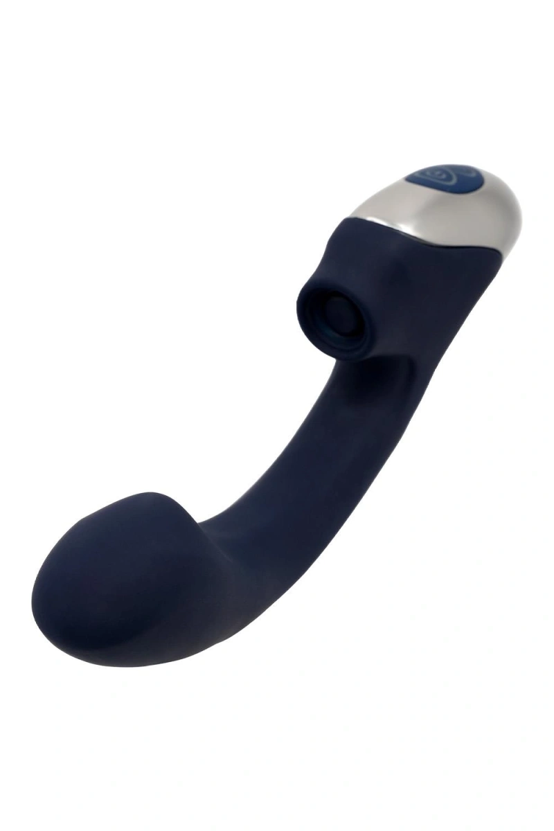 Stimulator Dublu Titanz, 10 Moduri Vibratii Puternice, 10 Moduri Pulsatii, Silicon, USB, Albastru Inchis, 20.50 cm, #7, Erotic24.ro