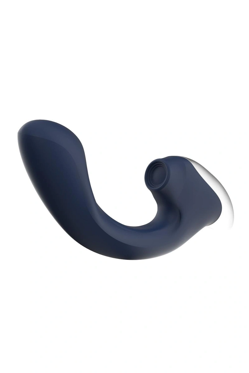 Stimulator Dublu Titanz, 10 Moduri Vibratii Puternice, 10 Moduri Pulsatii, Silicon, USB, Albastru Inchis, 20.50 cm, #6, Erotic24.ro