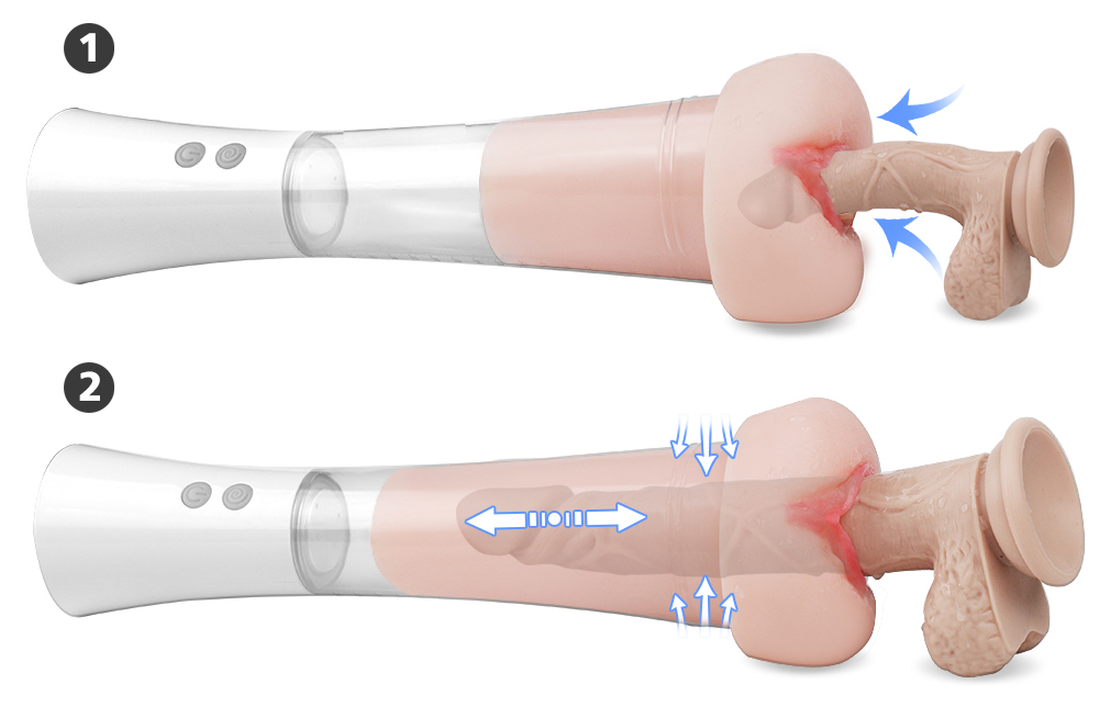 Masturbator Master Vibrating&Suction Vagina, TPE, Natural, 31.4 cm, Guilty Toys, #9, Erotic24.ro