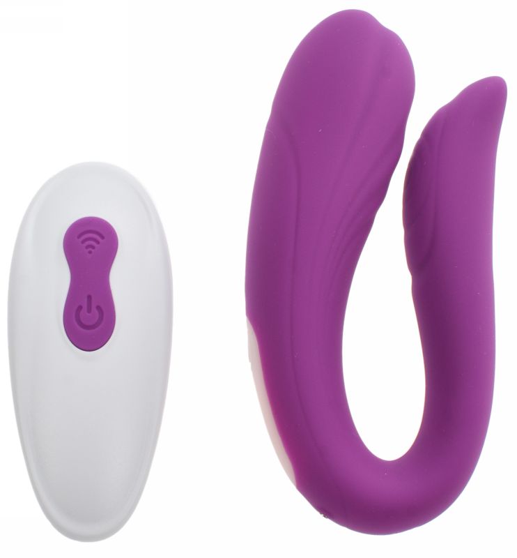 Vibrator Cuplu Beauty, 9 Moduri Vibratii, Remote Control, Silicon, USB, Mov, Guilty Toys, #2, Erotic24.ro