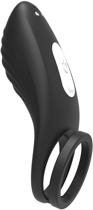 Inel Dublu pentru Penis 9 Moduri Vibratii Silicon USB Negru Passion Labs, Nr. 1, Erotic24.ro