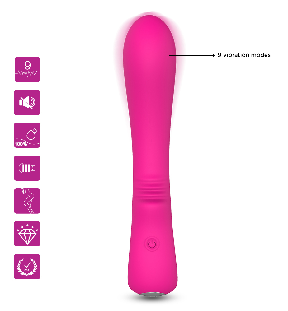 Vibrator Clasic Lust, 9 Moduri Vibratii, Silicon, USB, 18.2 cm, Roz, Mokko Toys, #6, Erotic24.ro