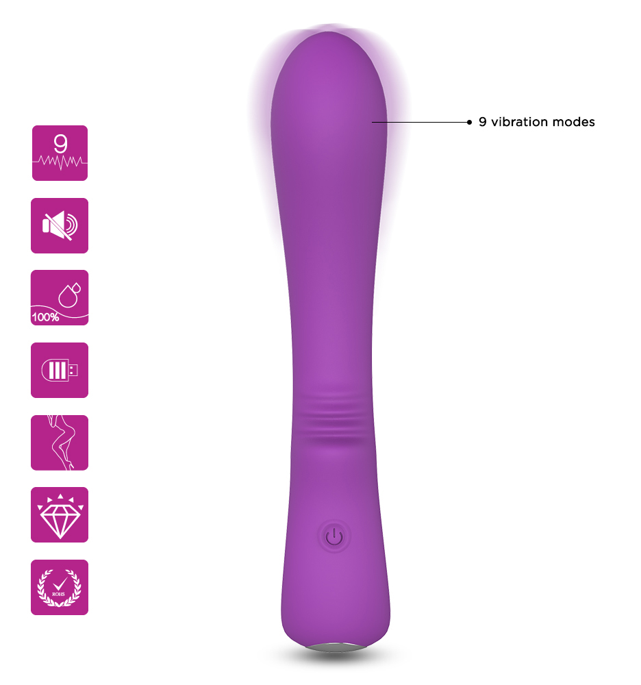 Vibrator Clasic Lust, 9 Moduri Vibratii, Silicon, USB, 18.2 cm, Mov, Mokko Toys, #6, Erotic24.ro