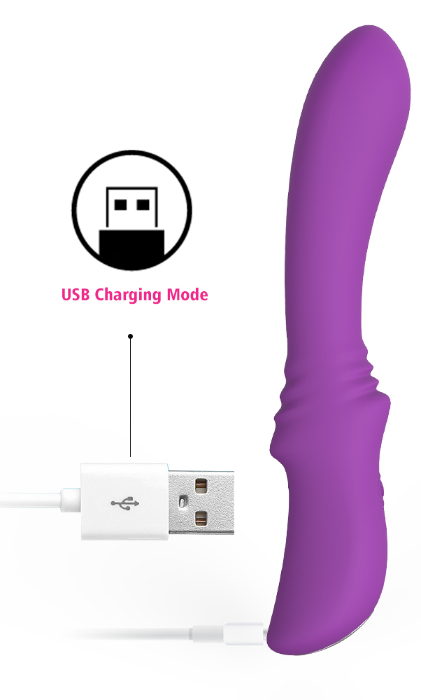 Vibrator Clasic Lust, 9 Moduri Vibratii, Silicon, USB, 18.2 cm, Mov, Mokko Toys, #7, Erotic24.ro