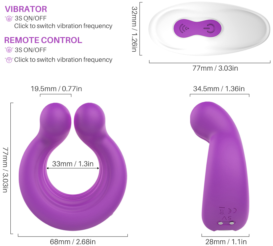 Stimulator Adonis, 9 Moduri Vibratii, Remote Control, Silicon, USB, Mov, Passion Labs, #8, Erotic24.ro