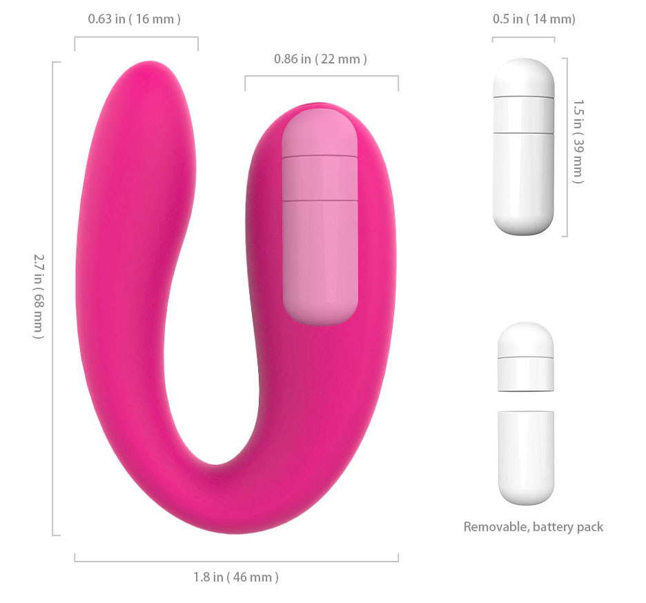 Vibrator Cuplu Otello, Silicon, Roz, 6.8 cm, Passion Labs, #6, Erotic24.ro