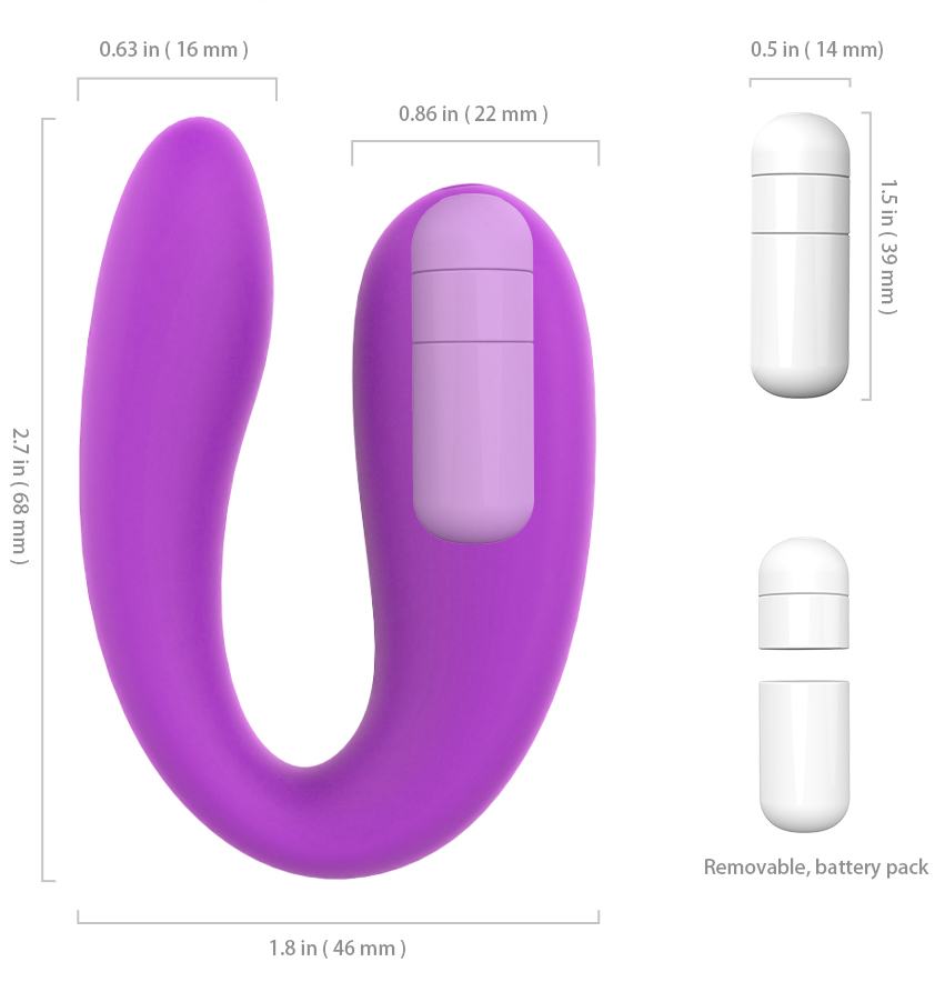 Vibrator Cuplu Otello, Silicon, Mov, 6.8 cm, Passion Labs, Nr. 8, Erotic24.ro