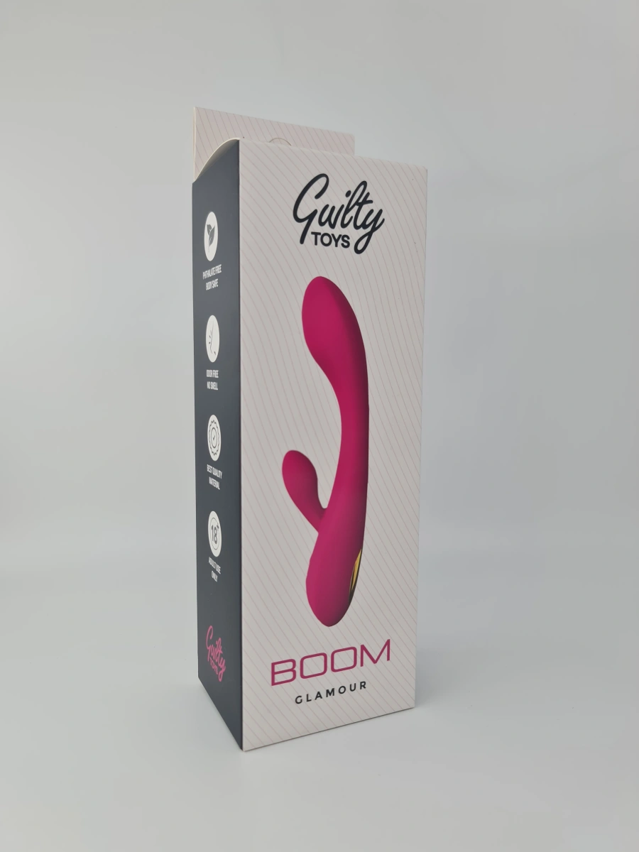 Vibrator Rabbit Boom Silicon USB 21.2 cm Mov Guilty Toys, #14, Erotic24.ro