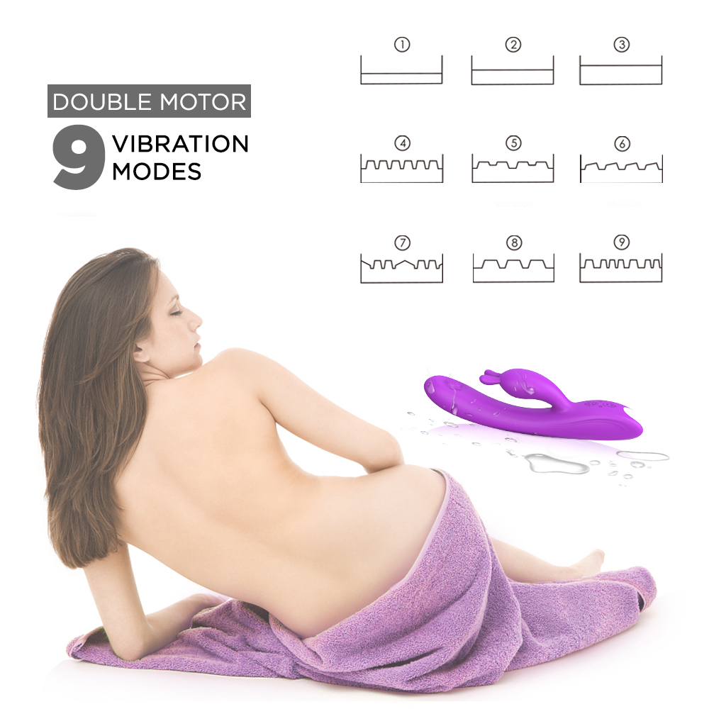 Vibrator Rabbit Candy 9 Intensitati Pulsatoare  USB 23.1 cm USB Mov Mokko Toys, #6, Erotic24.ro