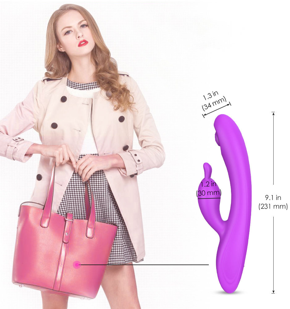 Vibrator Rabbit Candy 9 Intensitati Pulsatoare  USB 23.1 cm USB Mov Mokko Toys, #12, Erotic24.ro