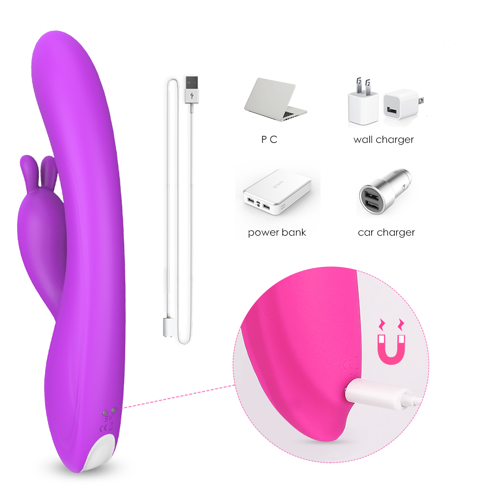 Vibrator Rabbit Candy 9 Intensitati Pulsatoare  USB 23.1 cm USB Mov Mokko Toys, #3, Erotic24.ro