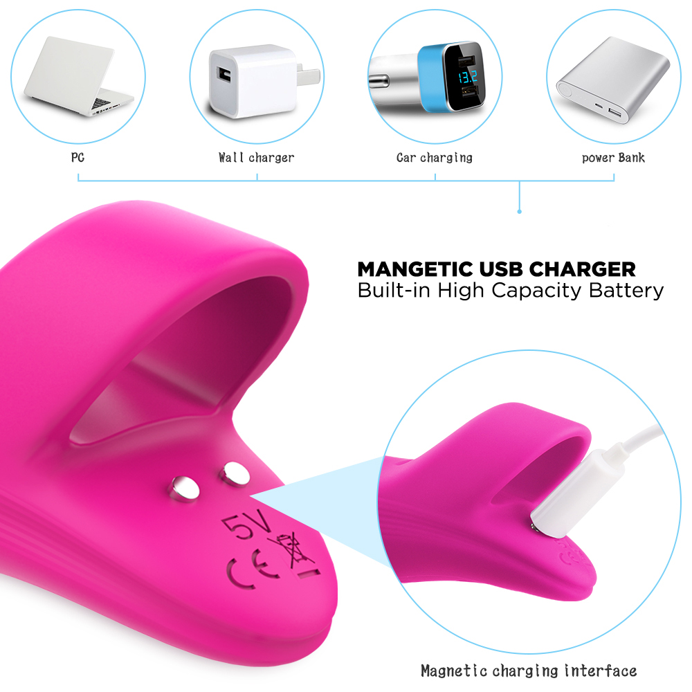 Vibrator pentru Deget Dory 9 Moduri Vibratii Silicon USB Roz Passion Labs, #11, Erotic24.ro