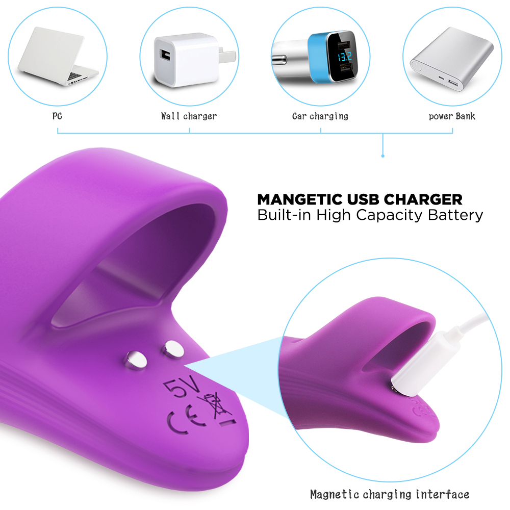 Vibrator pentru Deget Dory 9 Moduri Vibratii Silicon USB Mov Passion Labs, #11, Erotic24.ro