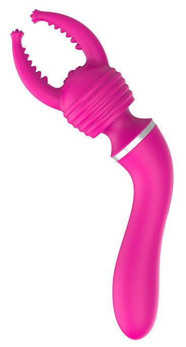 Vibrator Masaj cu 3 Capete Silicon 10 Moduri Vibratii Roz Inchis USB Guilty Toys, #4, Erotic24.ro
