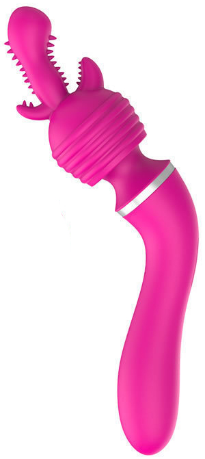 Vibrator Masaj cu 3 Capete Silicon 10 Moduri Vibratii Roz Inchis USB Guilty Toys, #5, Erotic24.ro