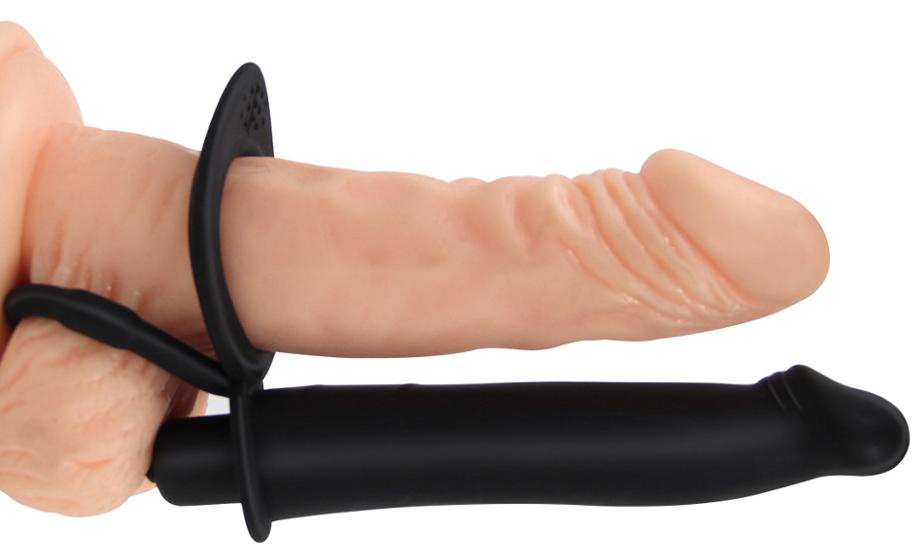 Inel Dublu de Penis cu Stimulator Anal 10 Moduri Vibratii Silicon Mokko Toys