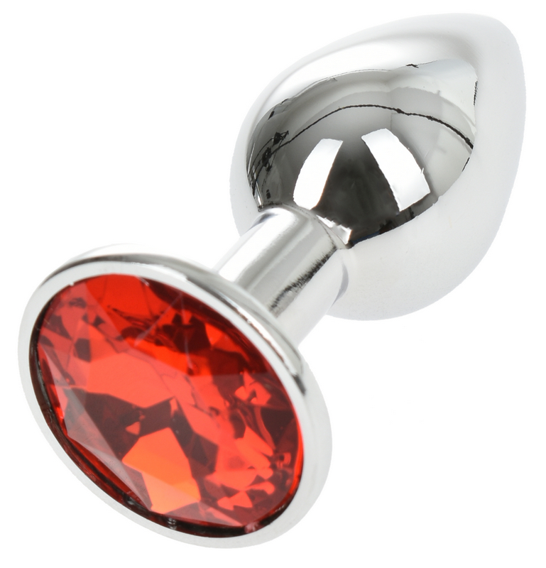 Dop Anal Metallic Buttplug Small Argintiu/Rosu Passion Labs