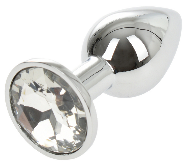 Dop Anal Metallic Buttplug, Small, Argintiu/Clear, Passion Labs