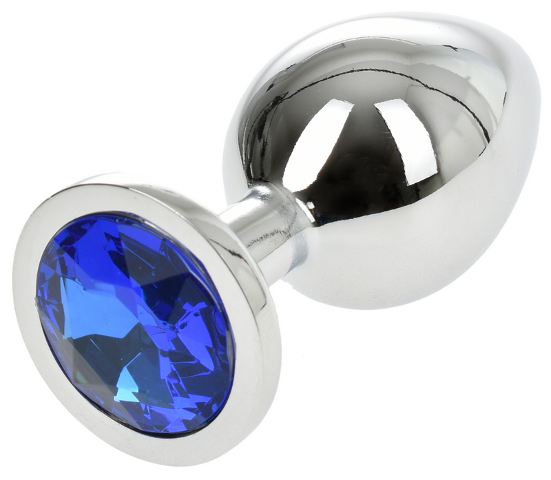 Dop Anal Metallic Buttplug Medium Argintiu/Albastru Passion Labs, Nr. 2, Erotic24.ro