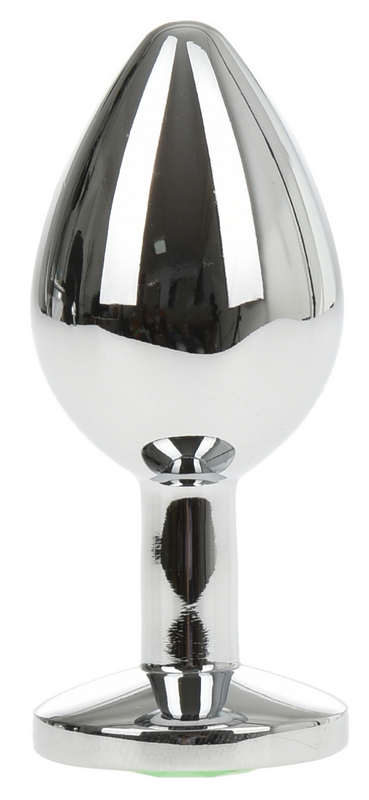 Dop Anal Metallic Buttplug, Medium, Argintiu/Verde, Passion Labs, #2, Erotic24.ro