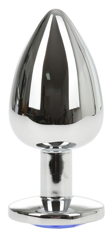 Dop Anal Metallic Buttplug Large Argintiu/Albastru Passion Labs, Nr. 2, Erotic24.ro