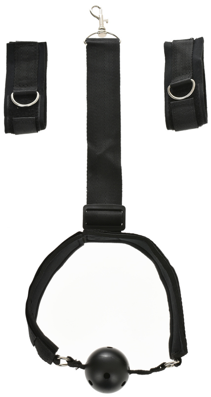 Set Restraint Ball Gag&Cuffs Negru Guilty Toys, #4, Erotic24.ro
