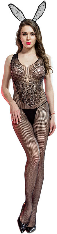 Bodystocking Crotchless Fishnet Negru OS, #1, Erotic24.ro