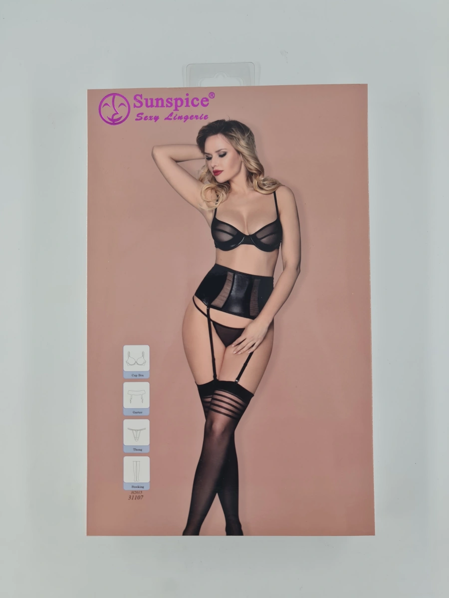 Set Lenjerie Sexy 4 Piese Negru S/M, Nr. 3, Erotic24.ro