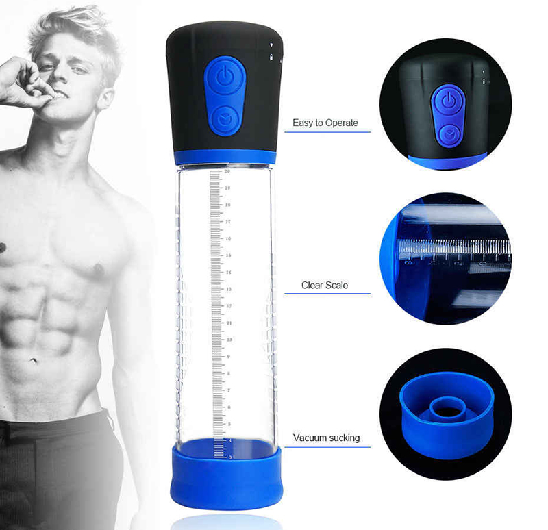 Pompa Electrica Pentru Marirea Penisului 3 Moduri Presiune Automatic Vacuum Pro Albastru, Nr. 2, Erotic24.ro
