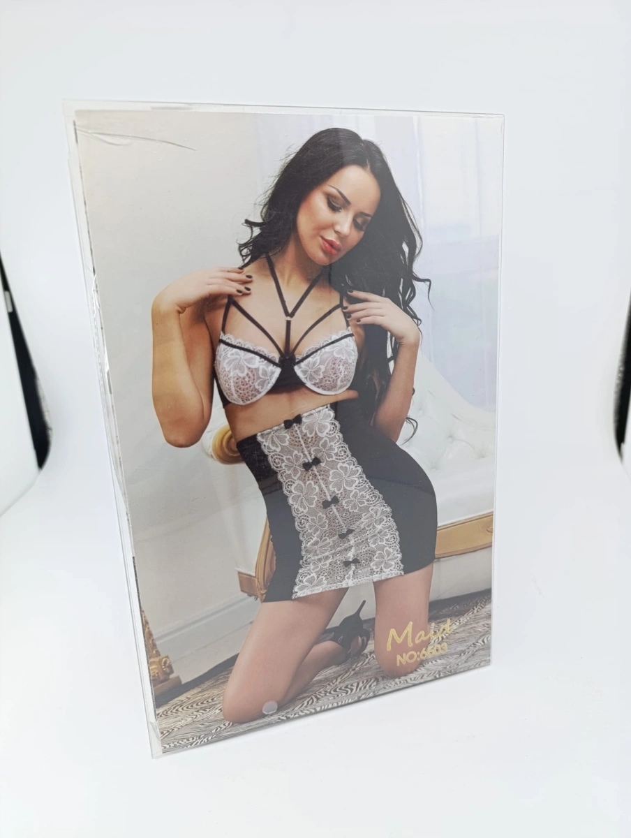 Costumatie Menajera Sexy 2 Piese Negru/Alb S/M, #4, Erotic24.ro