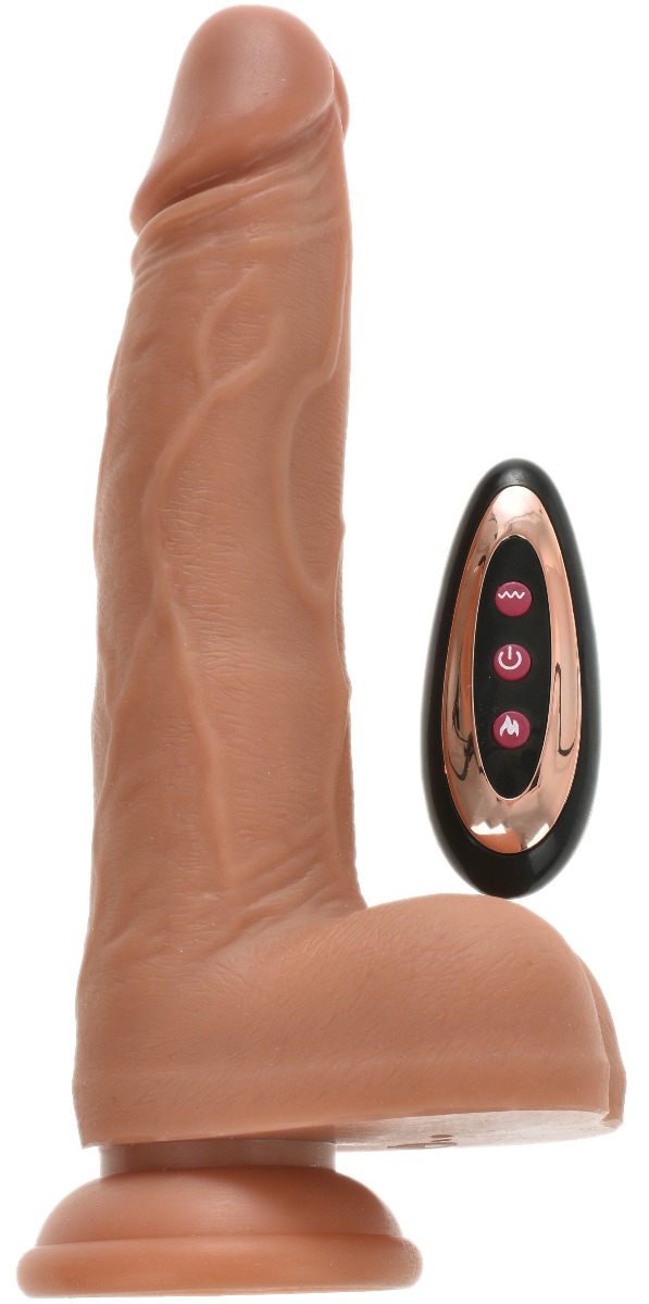 Vibrator Realist Master of Strong Rotating&Vibrating&Heating Silicon Strat Dublu Remote Control USB 22 cm Mokko Toys, #1, Erotic24.ro