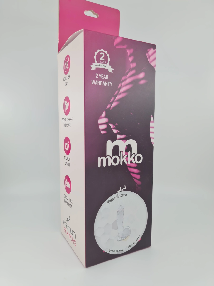 Dildo Realist cu Ventuza Racoon 25.5 cm Transparent Mokko Toys, #31, Erotic24.ro