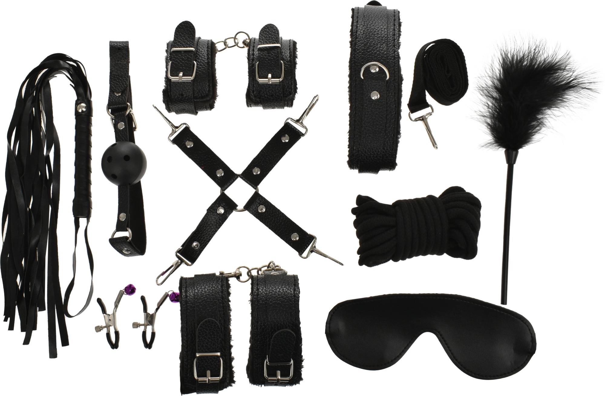 Set BDSM Bondage Kit 10 Pieces Negru Guilty Toys, #1, Erotic24.ro