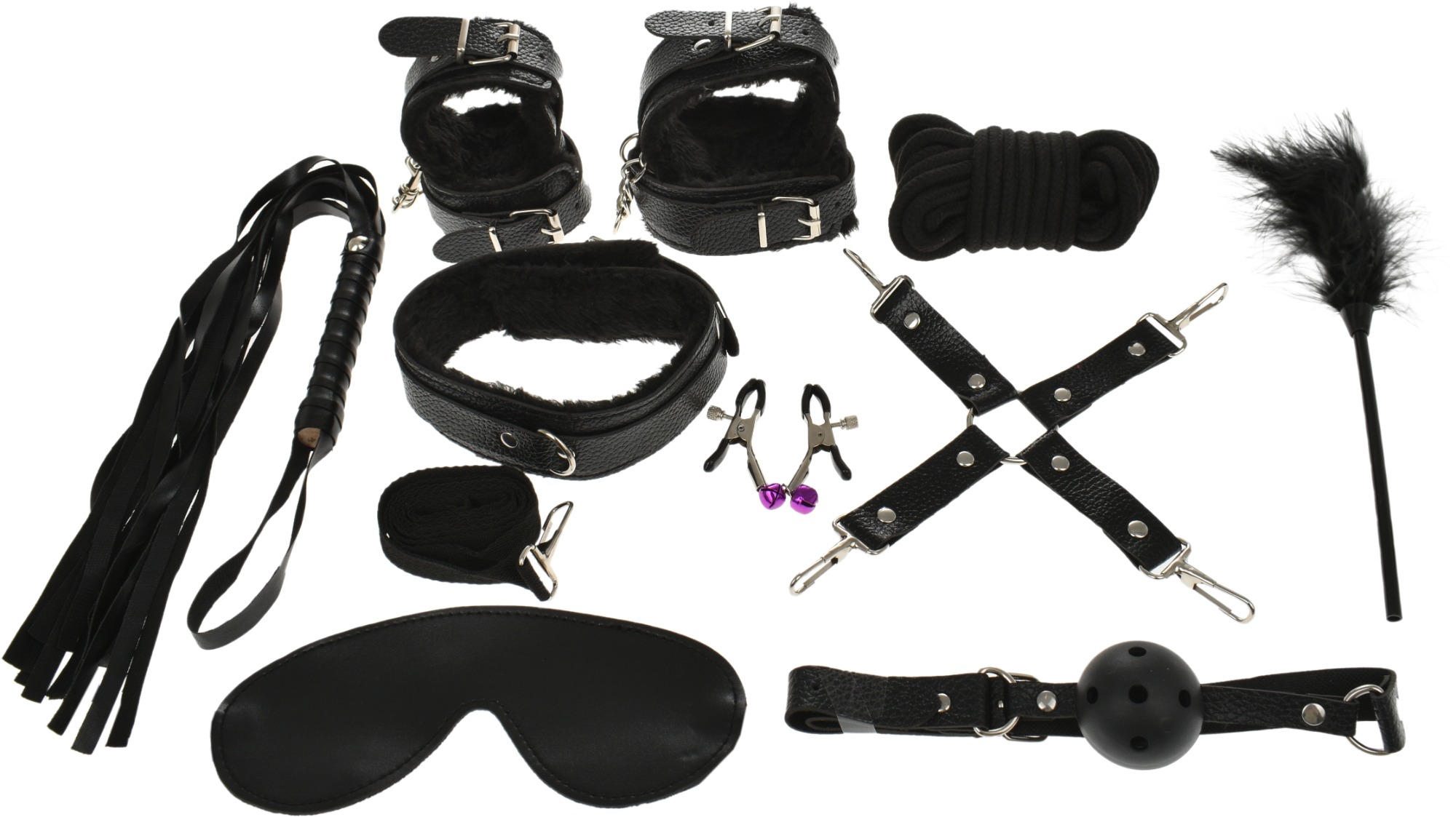 Set BDSM Bondage Kit 10 Pieces Negru Guilty Toys, #3, Erotic24.ro