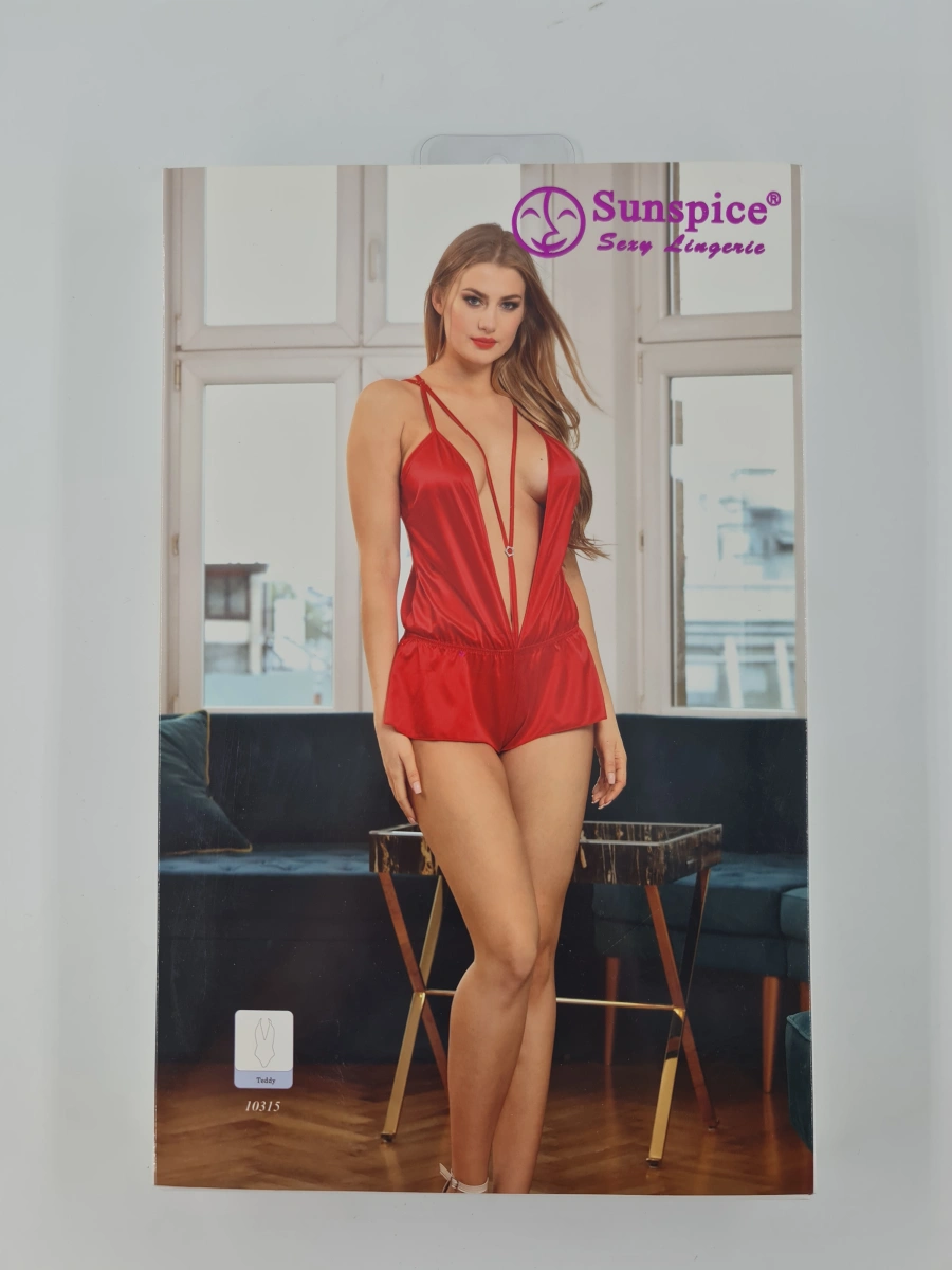Body Sexy din Satin Lucios Rosu S/M, #3, Erotic24.ro