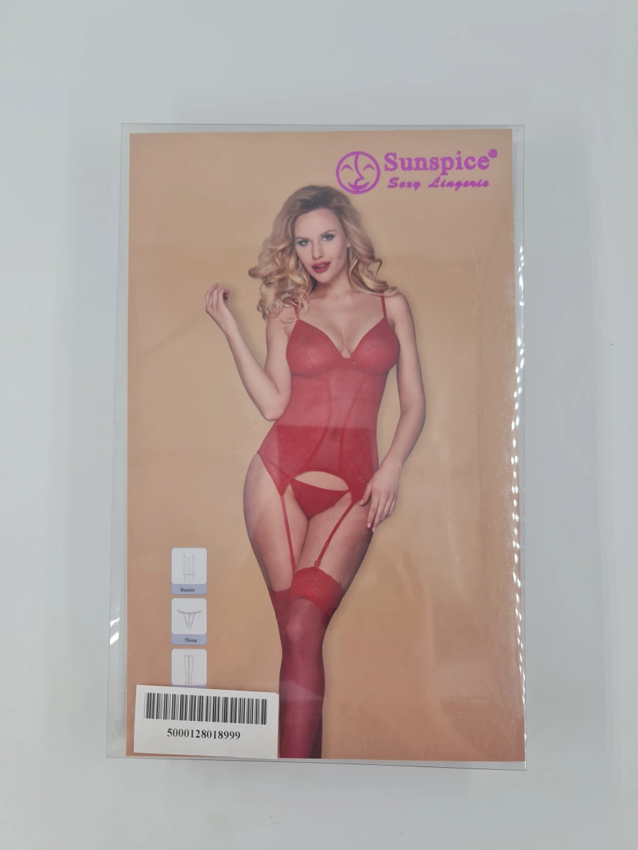 Set Lenjerie Seducatoare Mesh 3 Piese Rosu S-L, Nr. 3, Erotic24.ro