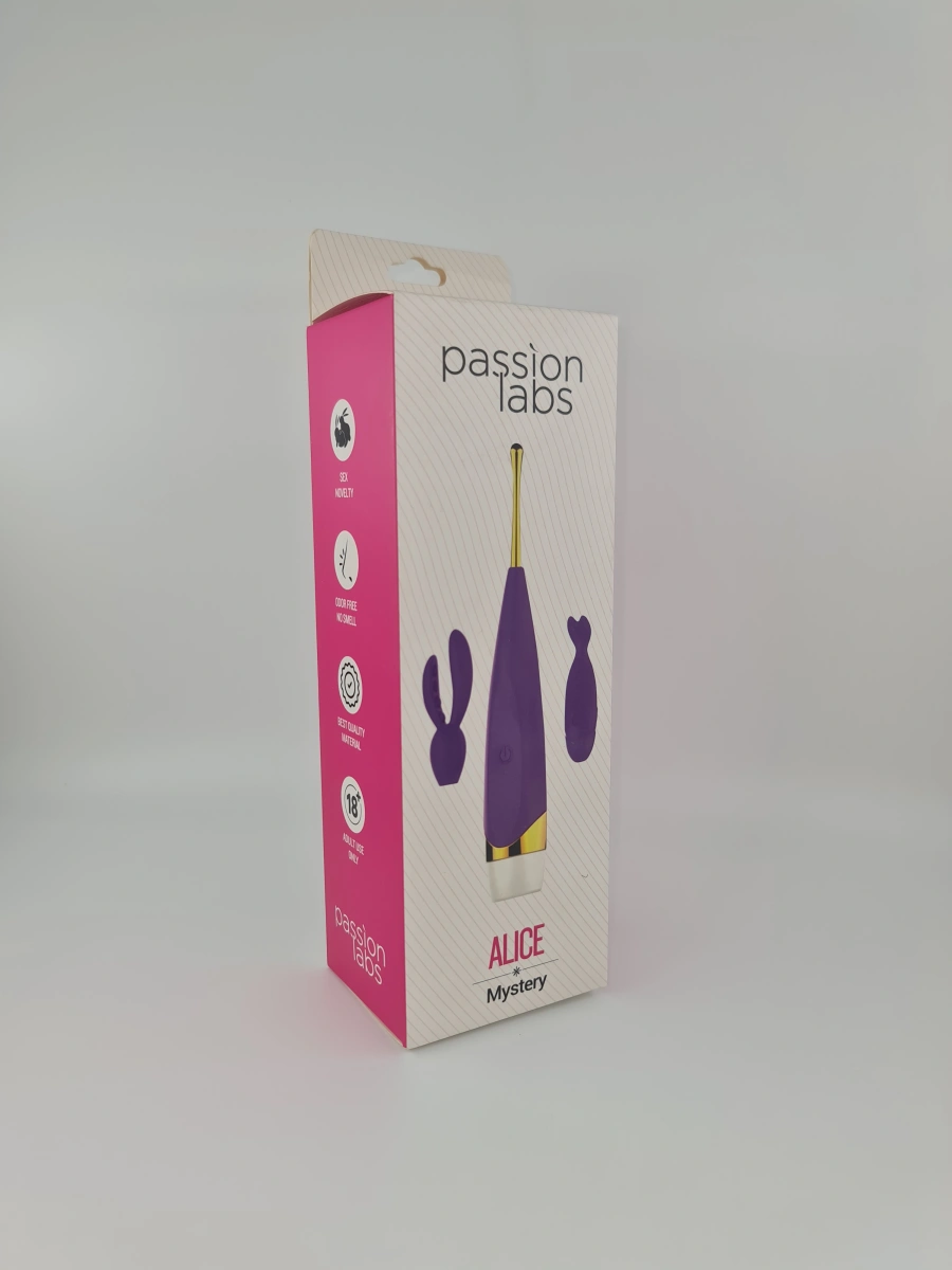 Vibrator Alice cu 2 Capete de Schimb Silicon Lila Passion Labs, Nr. 7, Erotic24.ro